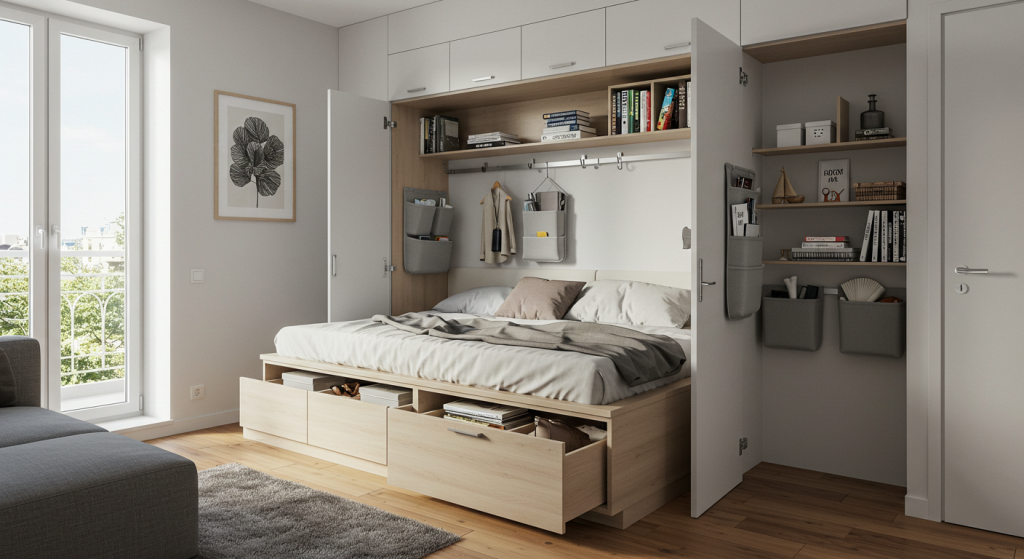 Small Apartment Under-Bed and Over-Door Storage